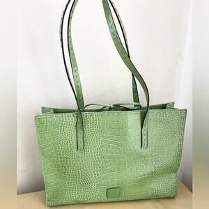 Vintage y2k crocodile embossed shoulder bag mint green tote spring